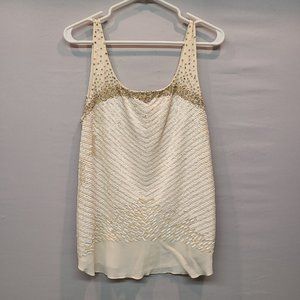 Renzo Kai Silk Tank Top Sequin Ivory Sleeveless Top Womens Large